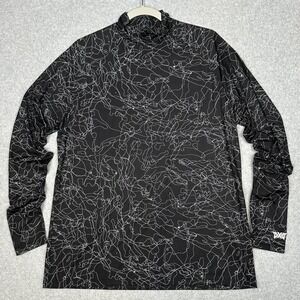 PXG Parsons Extreme Golf Shirt S Black White Mock Neck LS Outline Fairway Skulls
